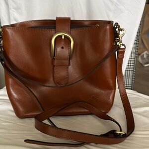 Patricia Nash Irving Bucket Handbag Tan Brown Leather Crossbody Bag